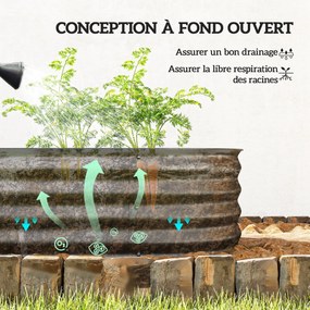 Floreira elevada de jardim em aço, modular, para legumes, plantas e flores, 240 x 62 x 30 cm