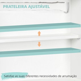 Secretária de Parede Moderna Dobrável Multifuncional com Prateleiras de Armazenamento Carga 40 kg 64x20x60 cm Branco