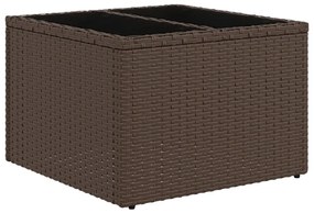 8 pcs conjunto sofás de jardim c/ almofadões vime PE castanho