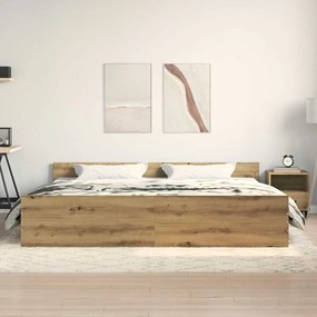Cama vidaXL Artisan Carvalho 200x200 cm Madeira Ingenierada