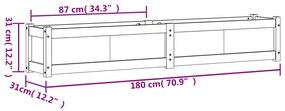 Vaso/floreira de jardim 180x31x31 cm pinho maciço branco