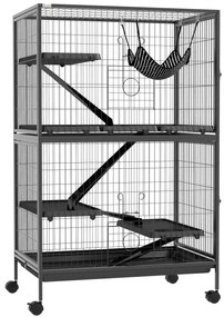 PawHut Gaiola para Roedores 80x52x128 cm Casa de 4 Alturas com Rampas