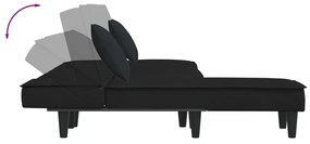 Sofá-cama em forma de L 255x140x70 cm veludo preto
