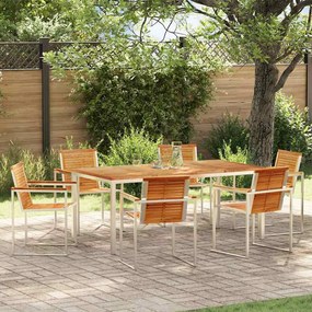 Conjunto de Jantar de Jardim vidaXL 7 Peças Madeira Sólida Teca