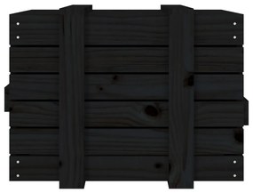 Caixa de arrumação 58x40,5x42 cm madeira de pinho maciça preto