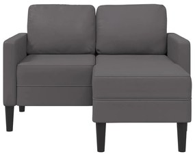 Sofá 2 lugares com Chaise em L 125 cm couro artificial cinzento