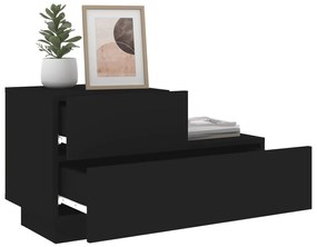 Mesa de cabeceira com luzes LED 70x36x40,5 cm preto