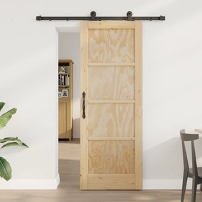 vidaXL Porta Deslizante com Conjunto de Ferragens 'ORKDAL'de Madeira Maciça de Pinho