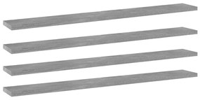 vidaXL Prateleiras para estante 4 pcs 80x10x1,5cm contraplacado cinza