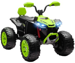 Moto 4 Elétrica para Crianças 24V com 2 Lugares 2 Motores Velocidade até 6,5 km/h Faróis Buzina Música e USB 109x68,5x76 cm Verde