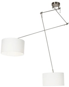 LED Candeeiro de suspensão inteligente em aço com cúpula de 35 cm branco incl. 2 Wifi A60 - Blitz Moderno