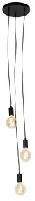 Candeeiro de suspensão industrial preto 3-luzes - Facil Design,Moderno