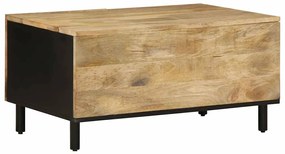 Mesa de centro 80x50x40cm madeira mangueira áspera maciça preto