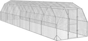 vidaXL Corrida de galinhas 2,5x12x2,25 m aço galvanizado