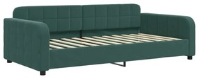 Sofá-cama c/ gavetão e gavetas 100x200 cm veludo verde-escuro