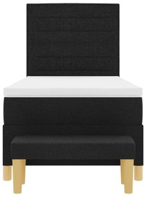 Cama Box Spring com Colchão e Banco Preto 80x200 cm Tecido