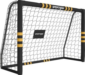 SPORTNOW Gol de Futebol com Espuma de Proteção, 5 Estacas de Solo e Rede em PE, 180x60x120cm, Amarelo | Aosom Portugal