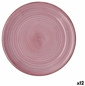 Plat Bord Quid Vita Peoni Cerâmica Cor de Rosa ø 27 cm (12 Unidades)