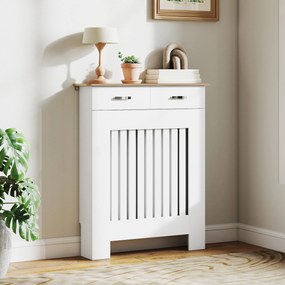 Cobertura para Radiador com Gaveta, 78 x 19 x 97 cm, Design Anti-Tombamento, Branco
