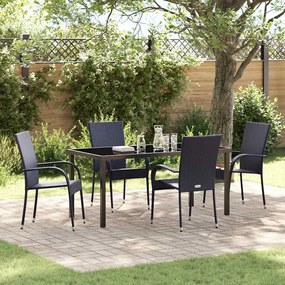 vidaXL Conjunto de Jantar de Jardim 5 Peças – Rattan Preto