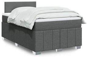 vidaXL Cama com molas/colchão 120x200 cm tecido cinzento-escuro