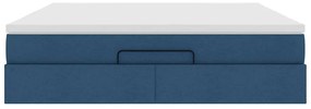Estrutura de cama otomana vidaXL com tecido azul colchão 180x200cm