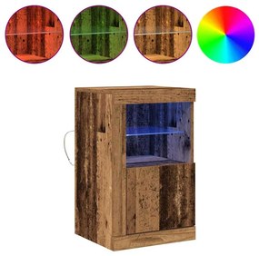 Armários Laterais com Luzes LED 2 pcs Madeira Velha 41x37x67 cm