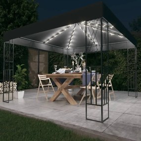 vidaXL Gazebo com cordões de luzes LED 3x3 m tecido antracite