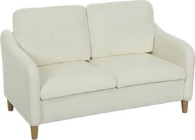 HOMCOM Sofá 2 lugares pequena couch com aparência Sherpa-Fleece 137 cm para sala de estar creme branco | Aosom Portugal