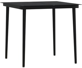3 pcs conjunto de jantar para jardim com almofadões preto