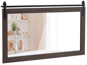 Espelho decorativo retangular 100 x 66 cm  com moldura em madeira de abeto e vidro de alta definição para casa de banho ou quarto Cor Nogueira