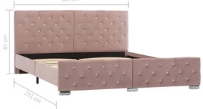 Estrutura de cama 160x200 cm veludo rosa