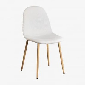 Cadeira De Jantar Em Veludo Glamm Crema Linho & Madeira Natural - Sklum