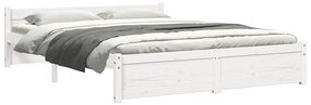 Estrutura de cama king 150x200 cm madeira maciça branco