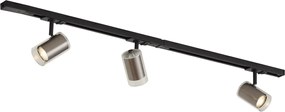 Sistema de iluminação de trilho moderno preto com 3 focos gunmetal 1-fase - Iconic Lloyd
