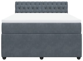 Cama com molas/colchão 140x200 cm veludo cinzento-escuro