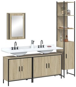 vidaXL 4 pcs conj. móveis casa banho derivados madeira carvalho sonoma