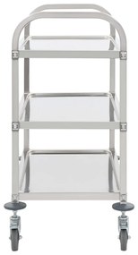 Carrinho de cozinha de 3 níveis 96,5x55x90 cm aço inoxidável