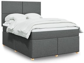 Cama com molas/colchão 140x200 cm tecido cinzento-escuro