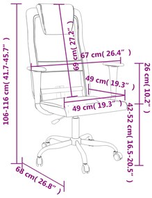 Cadeira de escritório tecido de malha e couro artificial cinza