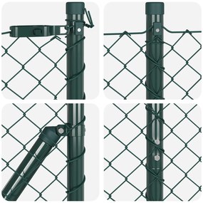 Cerca de Cadeia com 7 Postes 1.5x10 m Aço Galvanizado Verde