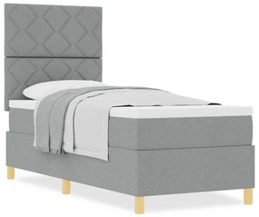 Cama Box Spring com Colchão Cinza Claro 80x200 cm Tecido
