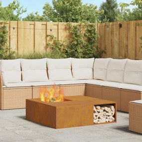 vidaXL Fogo com Armazenamento de Torres 100x100x30 cm Aço Envelhecido