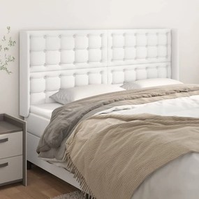 Cabeceira cama c/ abas couro artificial 183x16x118/128cm branco