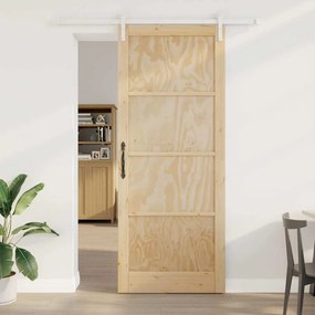 Porta Deslizante vidaXL com Conjunto de Ferragem 93x232 cm Madeira Sólida de Pinho