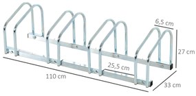 HOMCOM Estacionamento para 4 Bicicletas Suporte de Aço para Estacionar