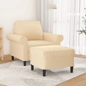vidaXL Poltrona com apoio de pés 60 cm tecido cor creme