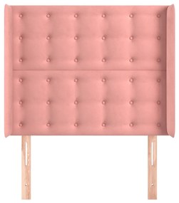 Cabeceira cama c/ abas veludo 103x16x118/128 cm rosa