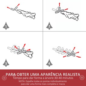 HOMCOM Árvore de Natal Artificial 180cm Ignífugo com 493 Ramos Folhas de PVC Base Dobrável e Suporte Metálico Decoração de Natal para Interiores Verde