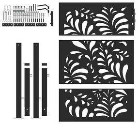 Portão de jardim 105x130 cm preto projeto de onda de aço